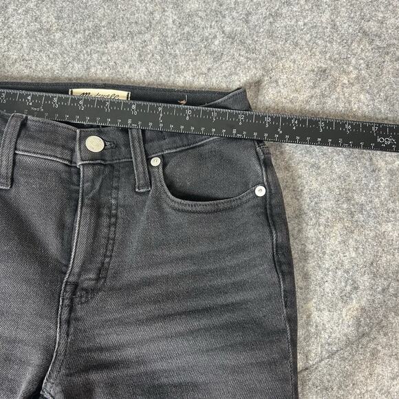 Madewell Mid Rise Kick Out Jeans Womens 23 Black Dark Wash Denim Stretch - Picture 2 of 10